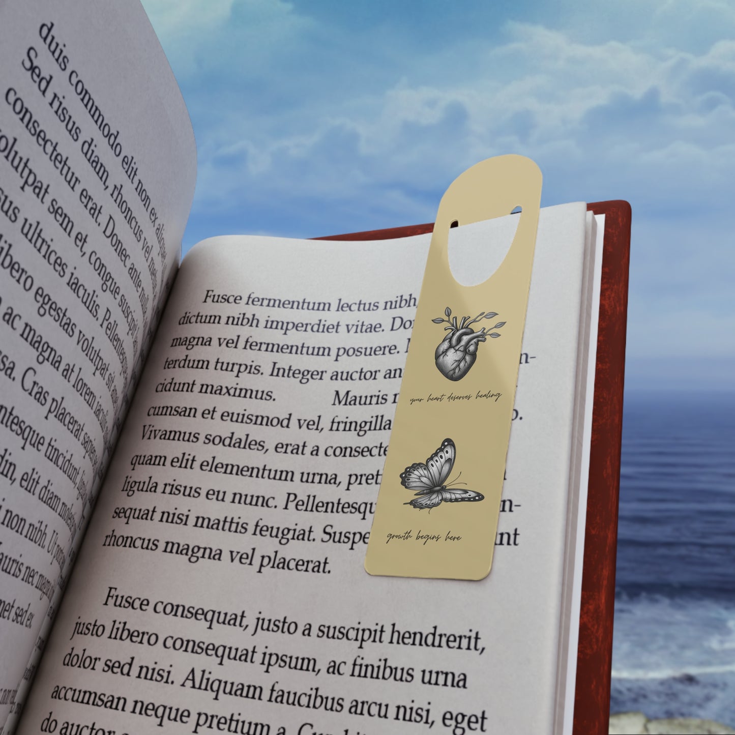 "Your hurts deserve healing, growth happens here" Bookmark — Heart & Butterfly