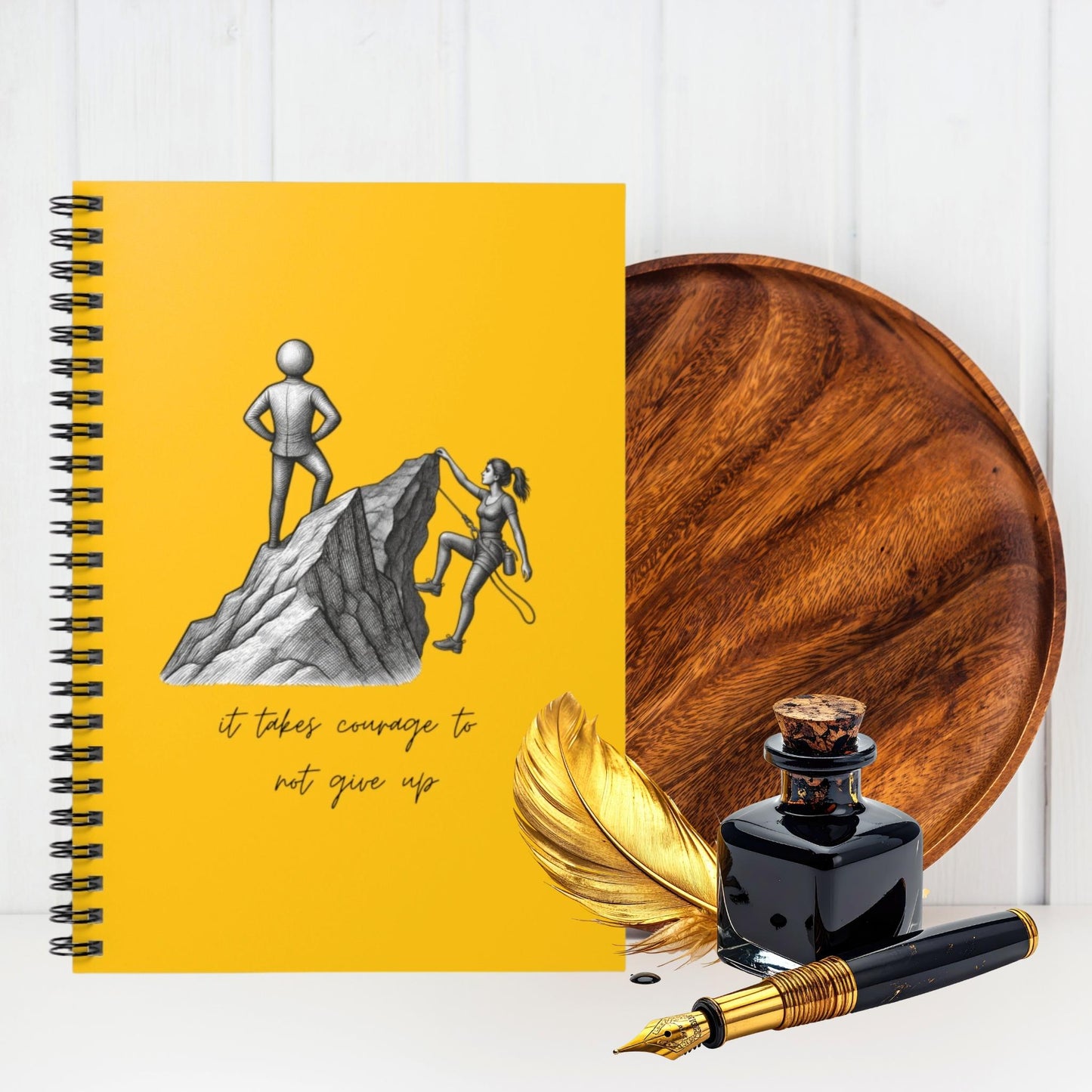 “It Takes Courage to Not Give Up” Ruled Journal — Motivational Spiral Notebook