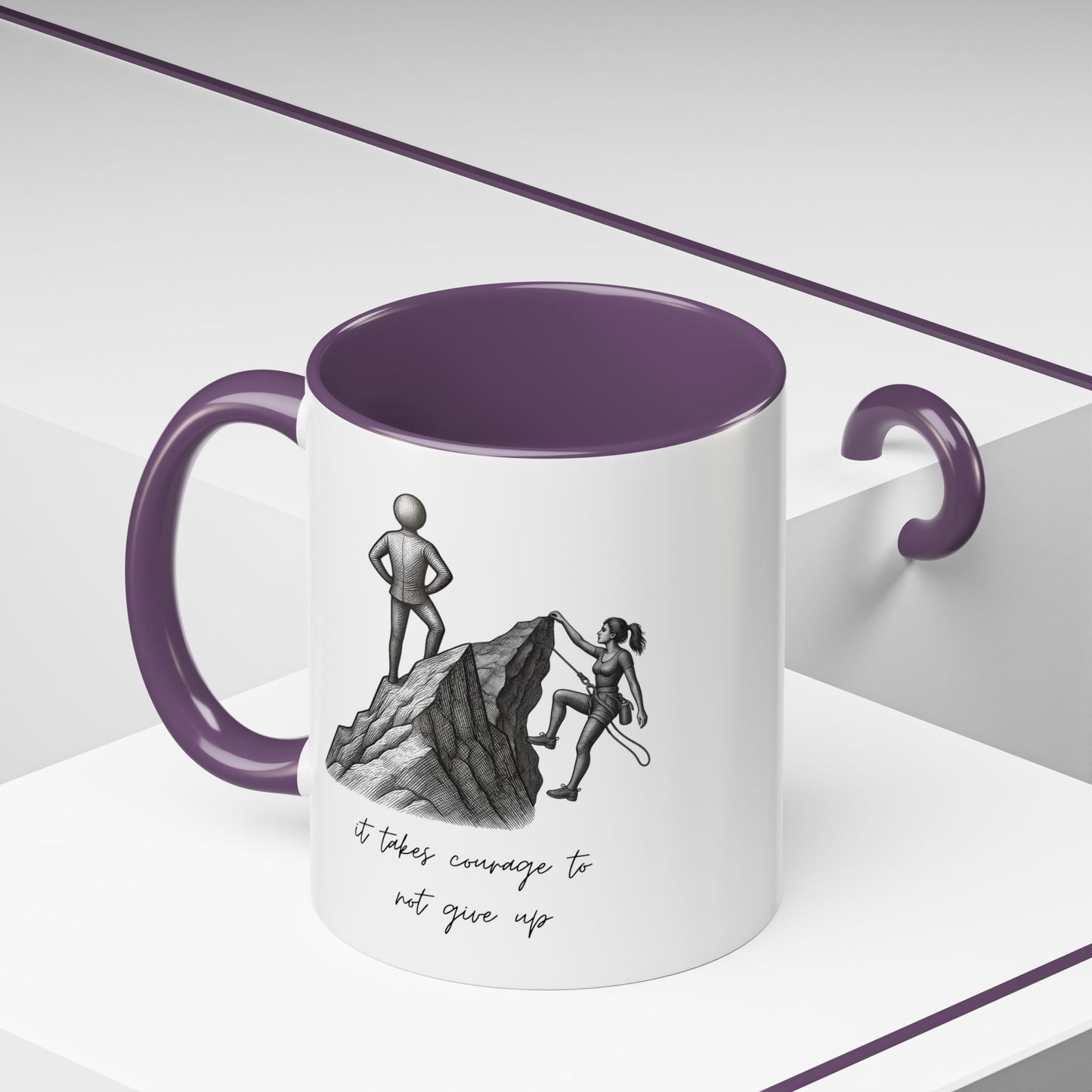 "It Takes Courage To Not Give Up" Coffee Mug – Minimalist Accent Mug (11/15oz)