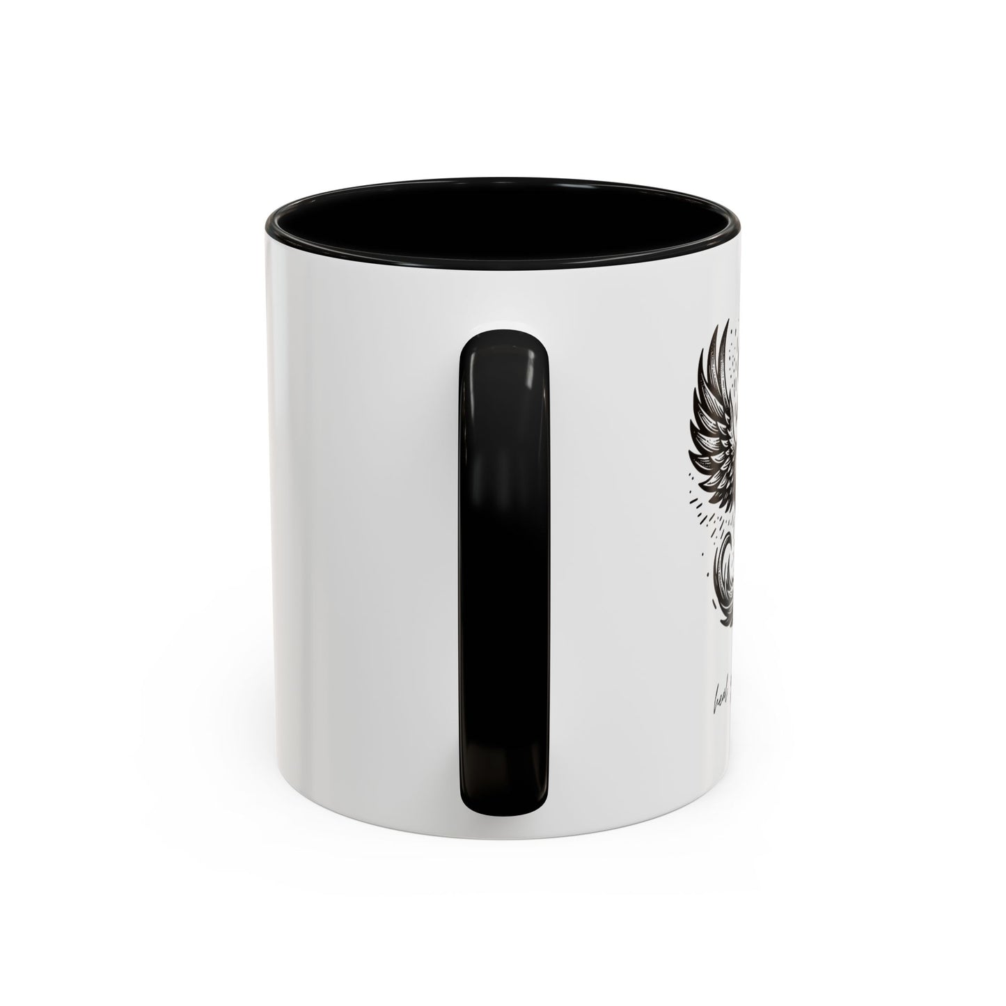 "Heal. Grow. Rise" Black Accent Coffee Mug with Phoenix Design — 11/15oz