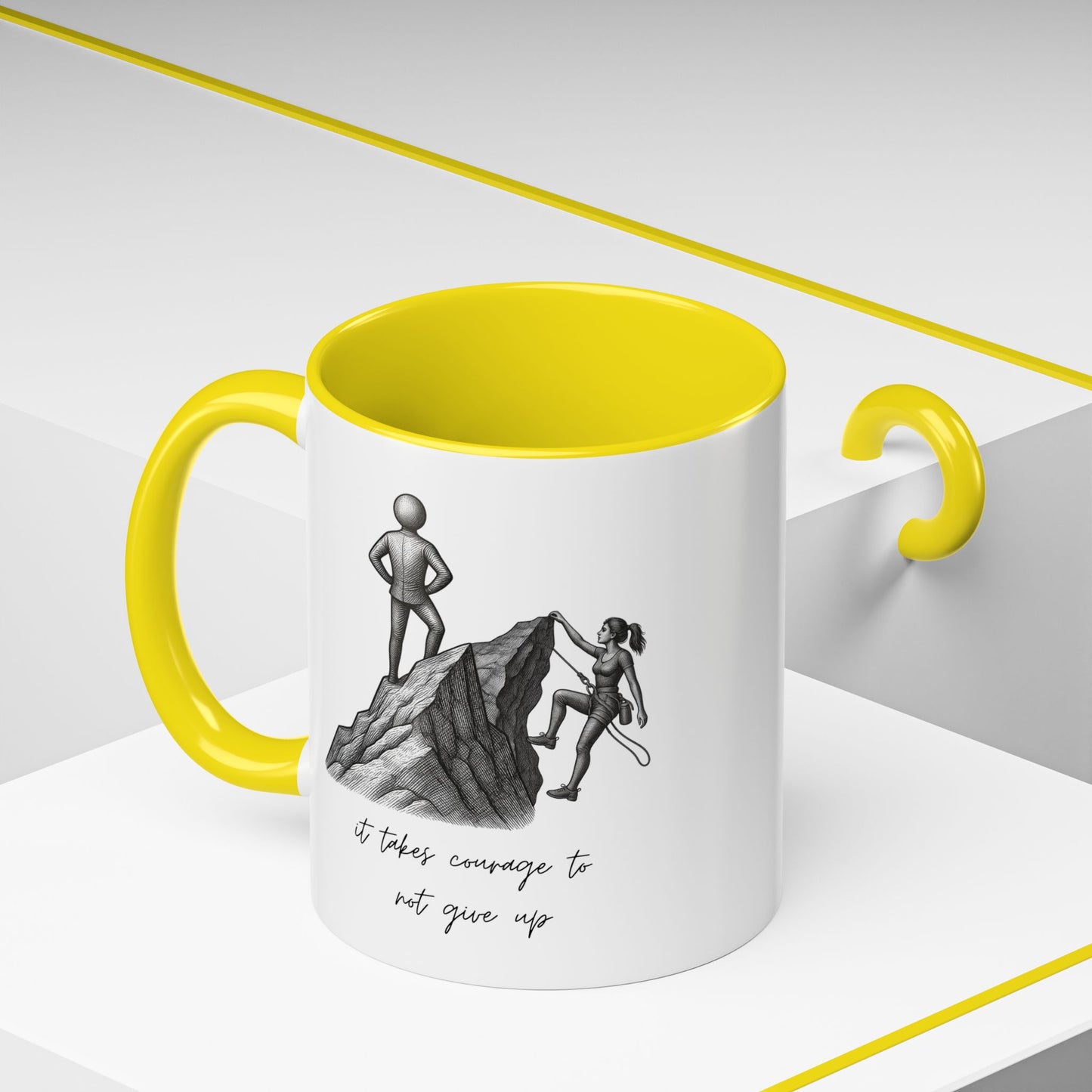 "It Takes Courage To Not Give Up" Coffee Mug – Minimalist Accent Mug (11/15oz)