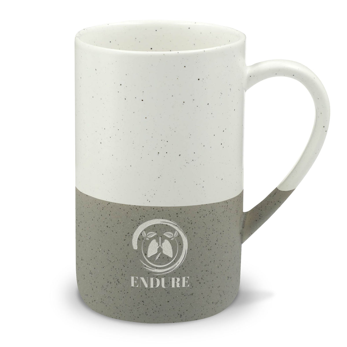 The Wellbeing Story Speckled Ceramic Mug 13oz — Two-Tone Engraved Coffee Cup