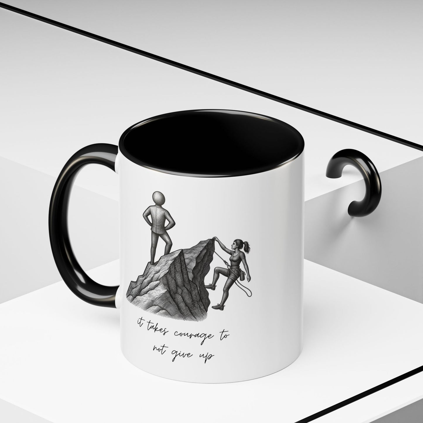"It Takes Courage To Not Give Up" Coffee Mug – Minimalist Accent Mug (11/15oz)