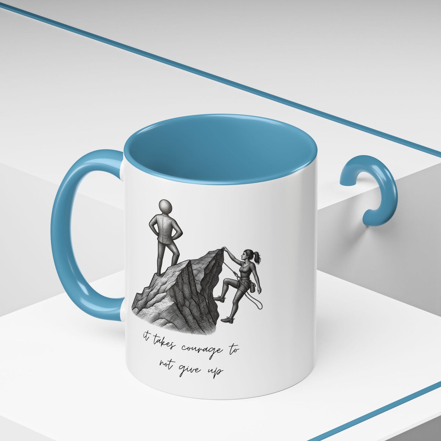 "It Takes Courage To Not Give Up" Coffee Mug – Minimalist Accent Mug (11/15oz)
