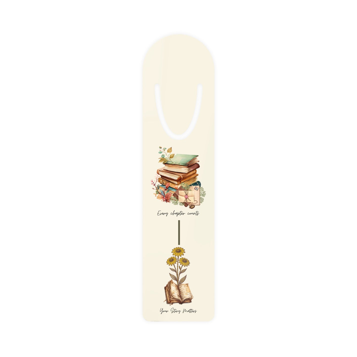 ‘Every Chapter Counts, Your Story Matters’ Bookmark — Vintage Floral Bookstack Bookmark