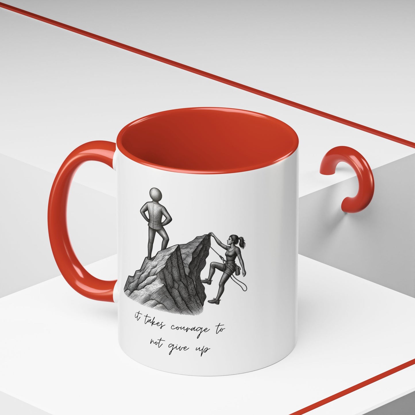 "It Takes Courage To Not Give Up" Coffee Mug – Minimalist Accent Mug (11/15oz)