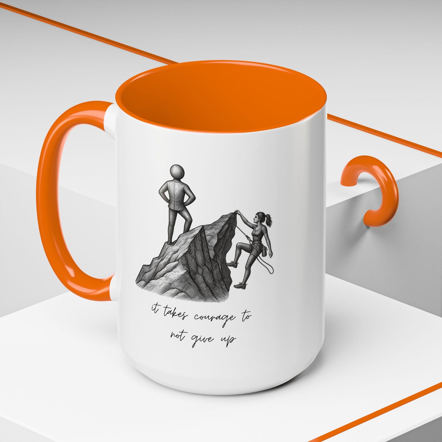 "It Takes Courage To Not Give Up" Coffee Mug – Minimalist Accent Mug (11/15oz)