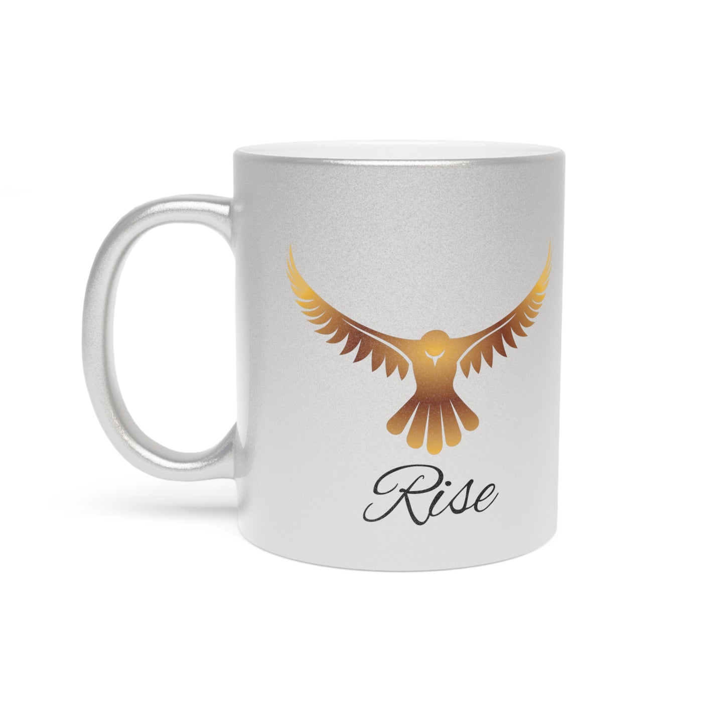 Odyssey Metallic Rise Mug — Silver/Gold Inspirational Coffee Mug (Premium)
