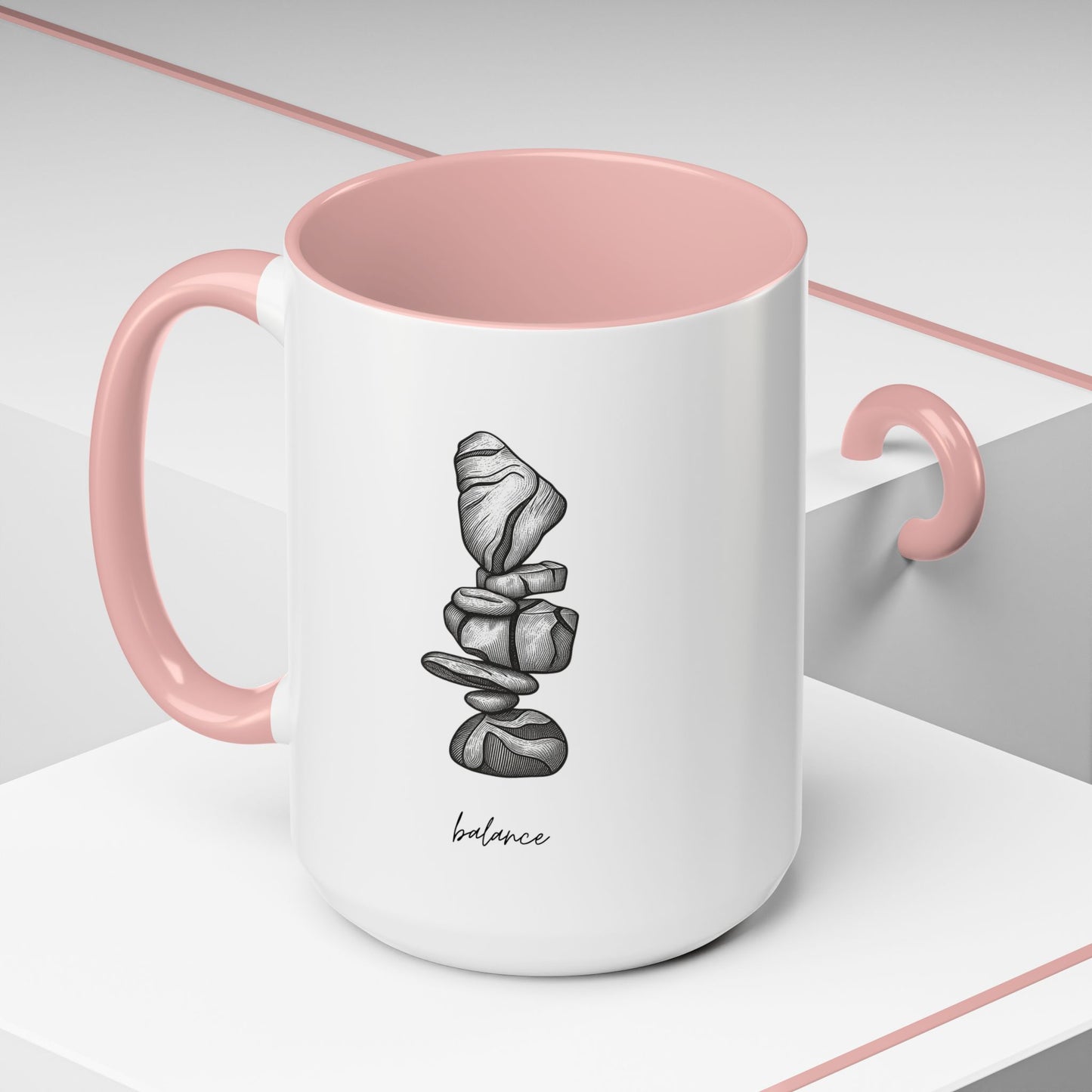 "Balance" Coffee Mug – Black Accent Classic Ceramic 11/15oz