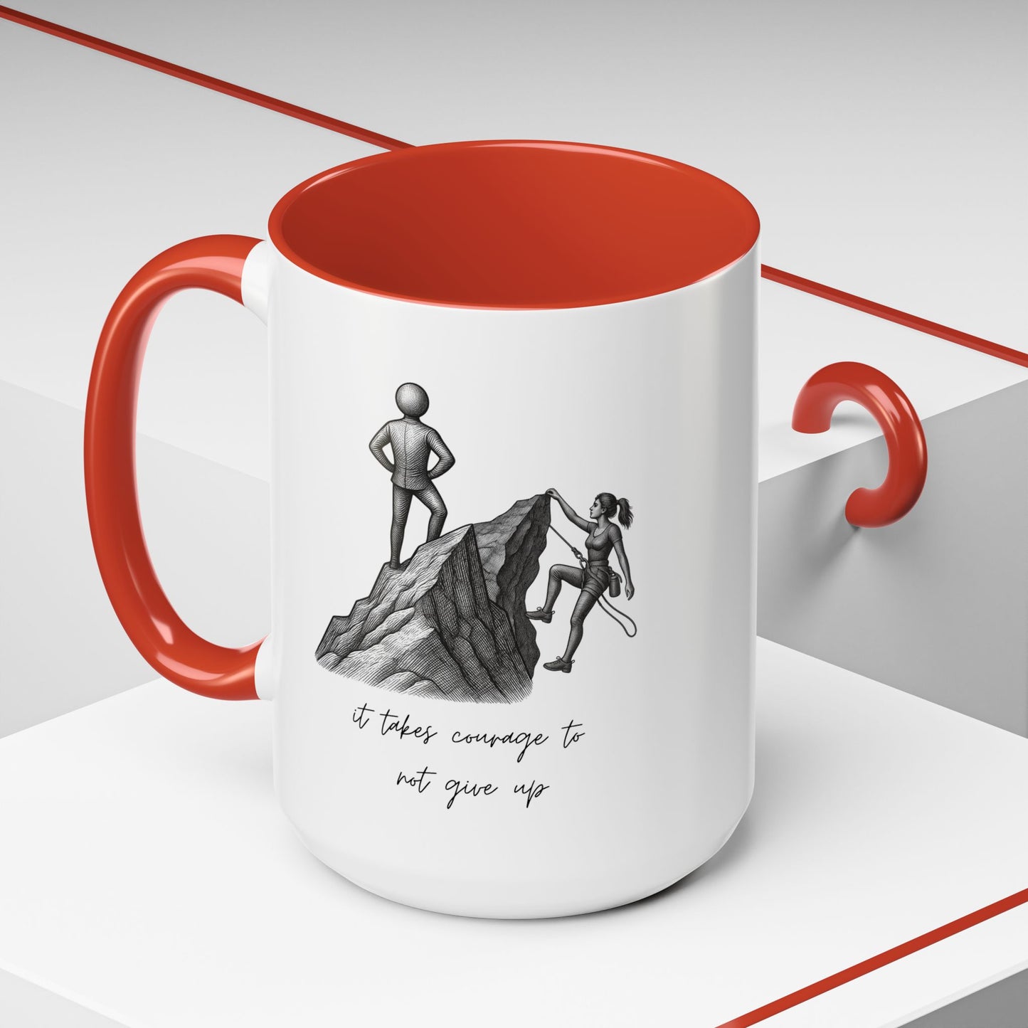 "It Takes Courage To Not Give Up" Coffee Mug – Minimalist Accent Mug (11/15oz)