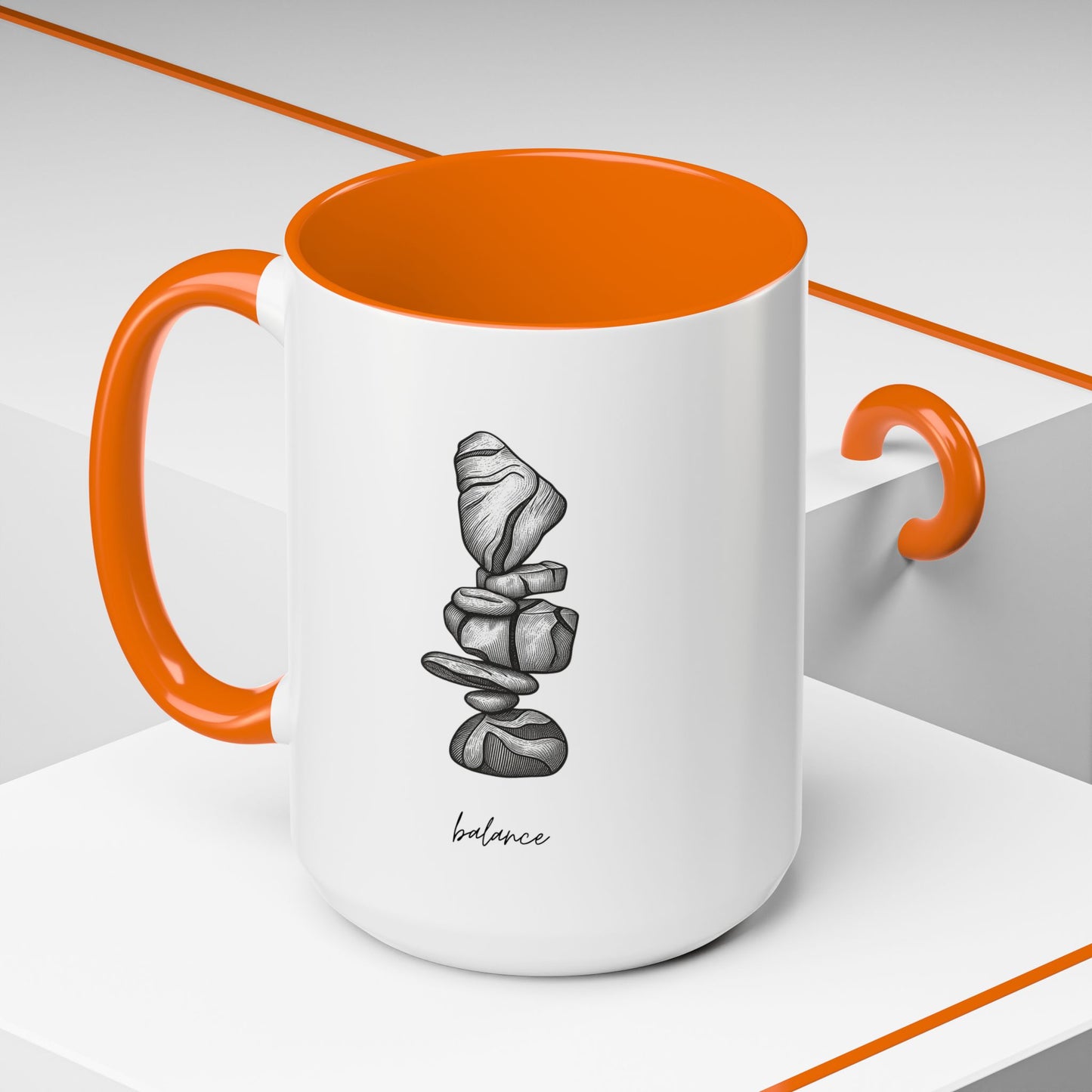 "Balance" Coffee Mug – Black Accent Classic Ceramic 11/15oz