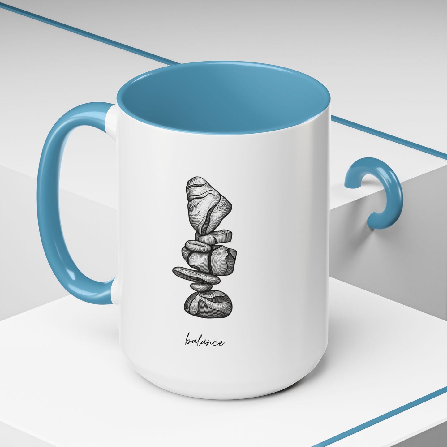 "Balance" Coffee Mug – Black Accent Classic Ceramic 11/15oz