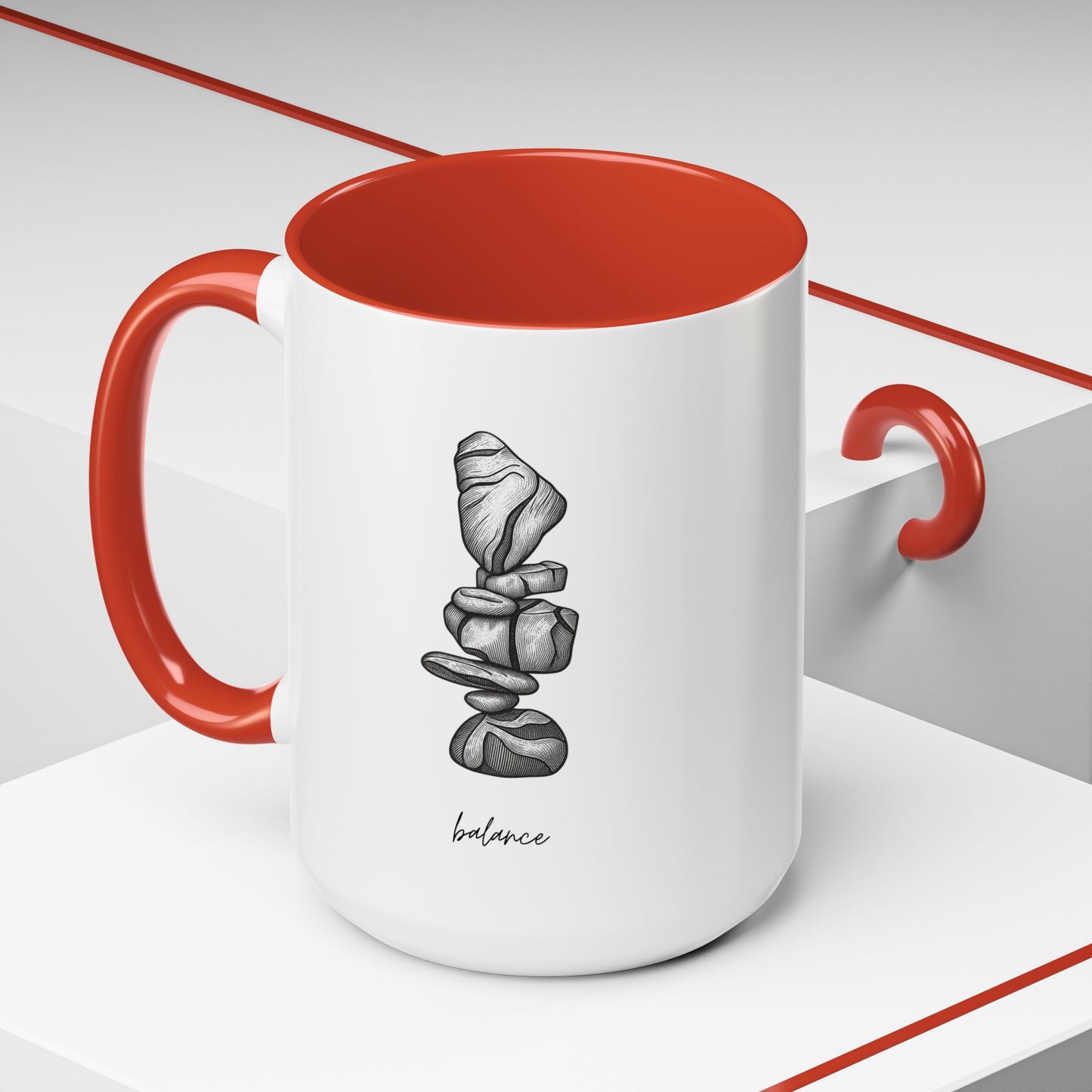 "Balance" Coffee Mug – Black Accent Classic Ceramic 11/15oz