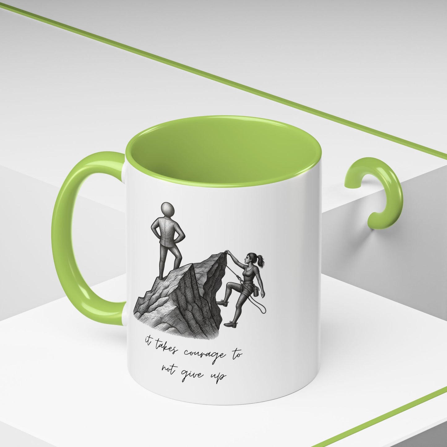 "It Takes Courage To Not Give Up" Coffee Mug – Minimalist Accent Mug (11/15oz)