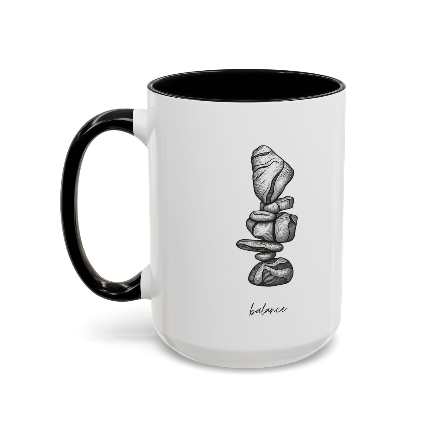 "Balance" Coffee Mug – Black Accent Classic Ceramic 11/15oz