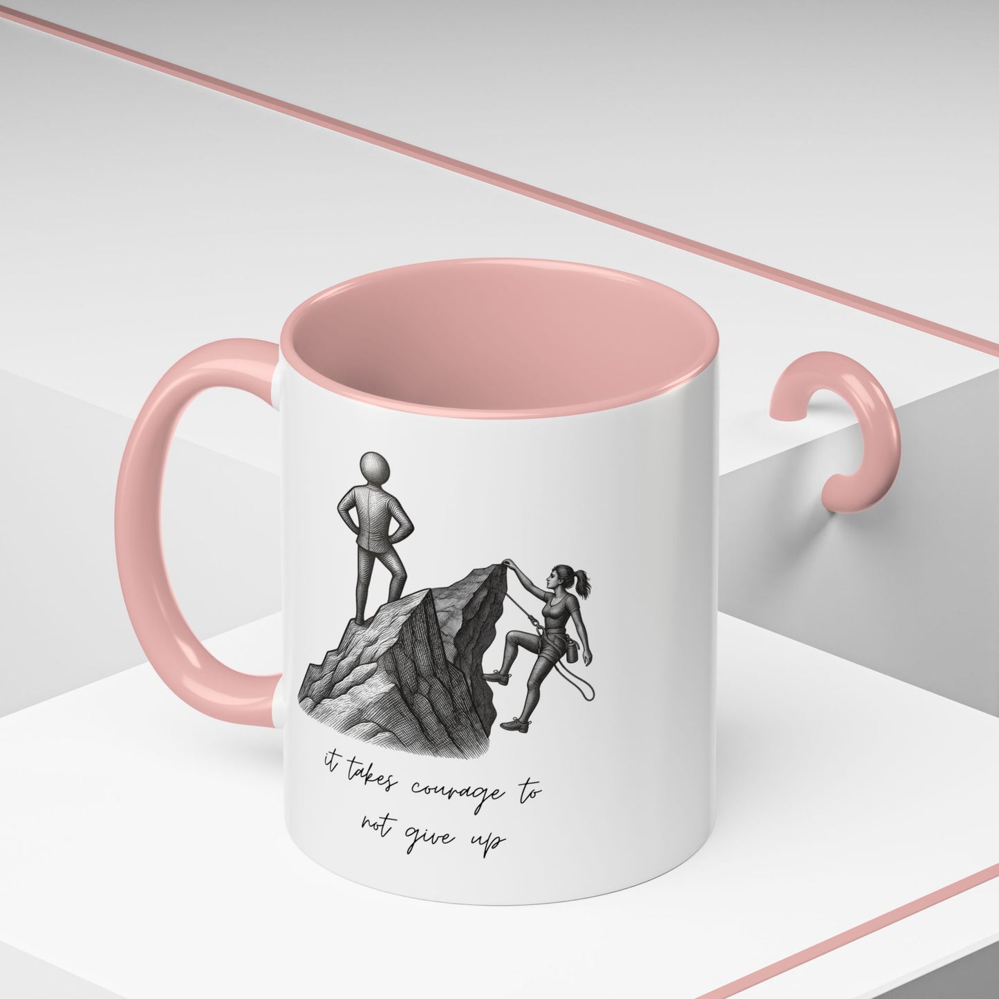 "It Takes Courage To Not Give Up" Coffee Mug – Minimalist Accent Mug (11/15oz)
