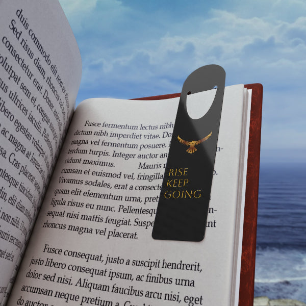 Rise Keep Going Bookmark — Motivational Gold Phoenix Metal Bookmark
