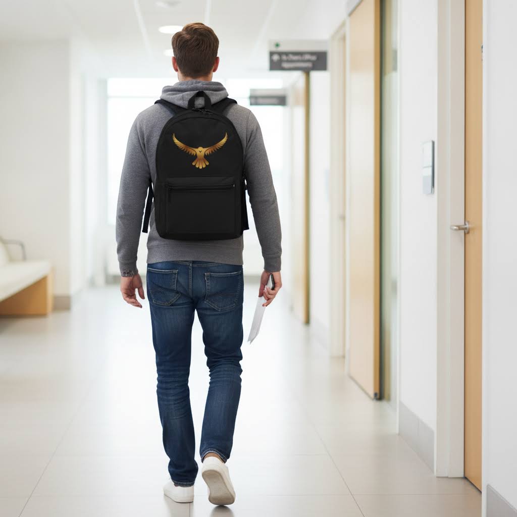 Phoenix Resilience Backpack — Minimalist Phoenix Emblem Pack for Travel & School