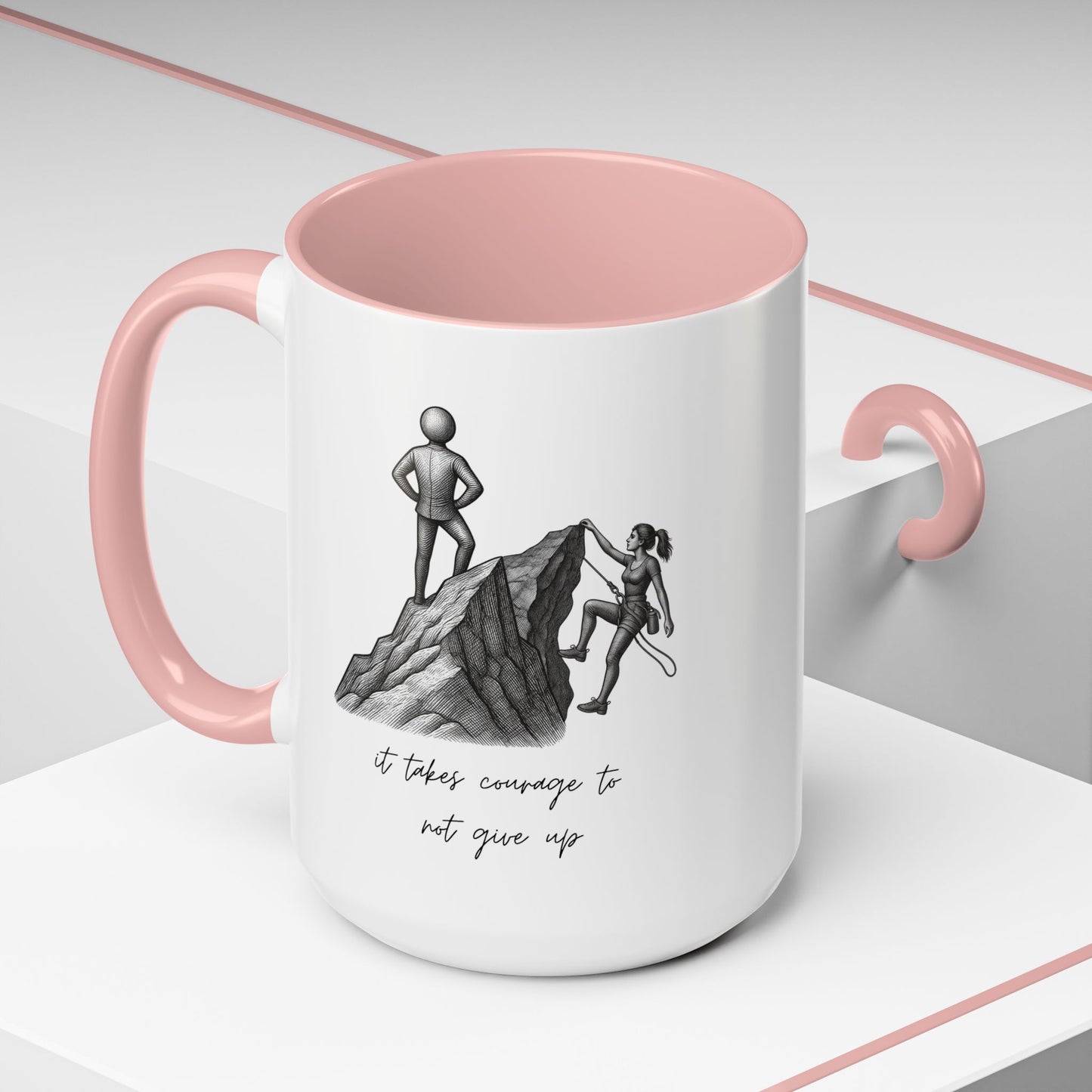 "It Takes Courage To Not Give Up" Coffee Mug – Minimalist Accent Mug (11/15oz)