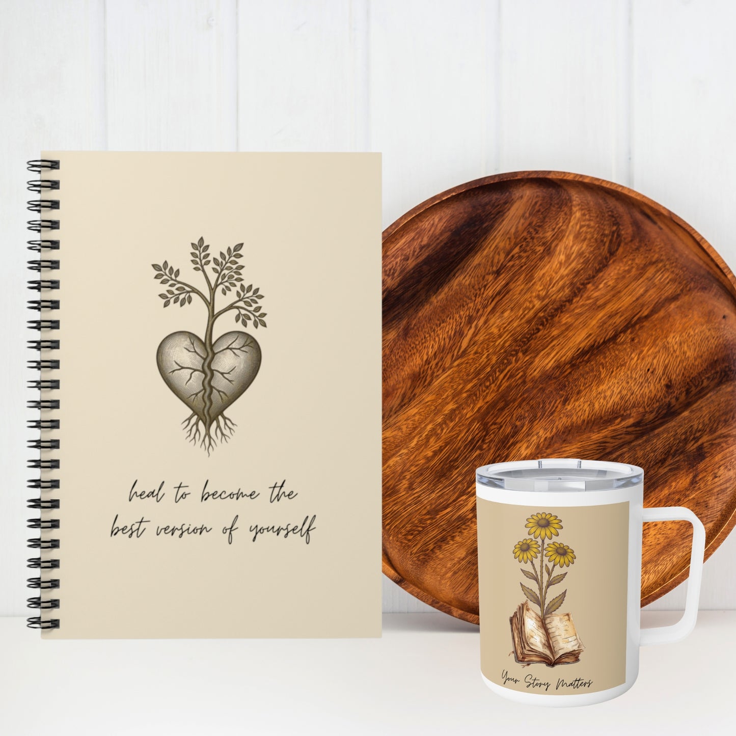Healing Heart Spiral Notebook — "Heal to Become the Best Version of Yourself" Ruled Journal
