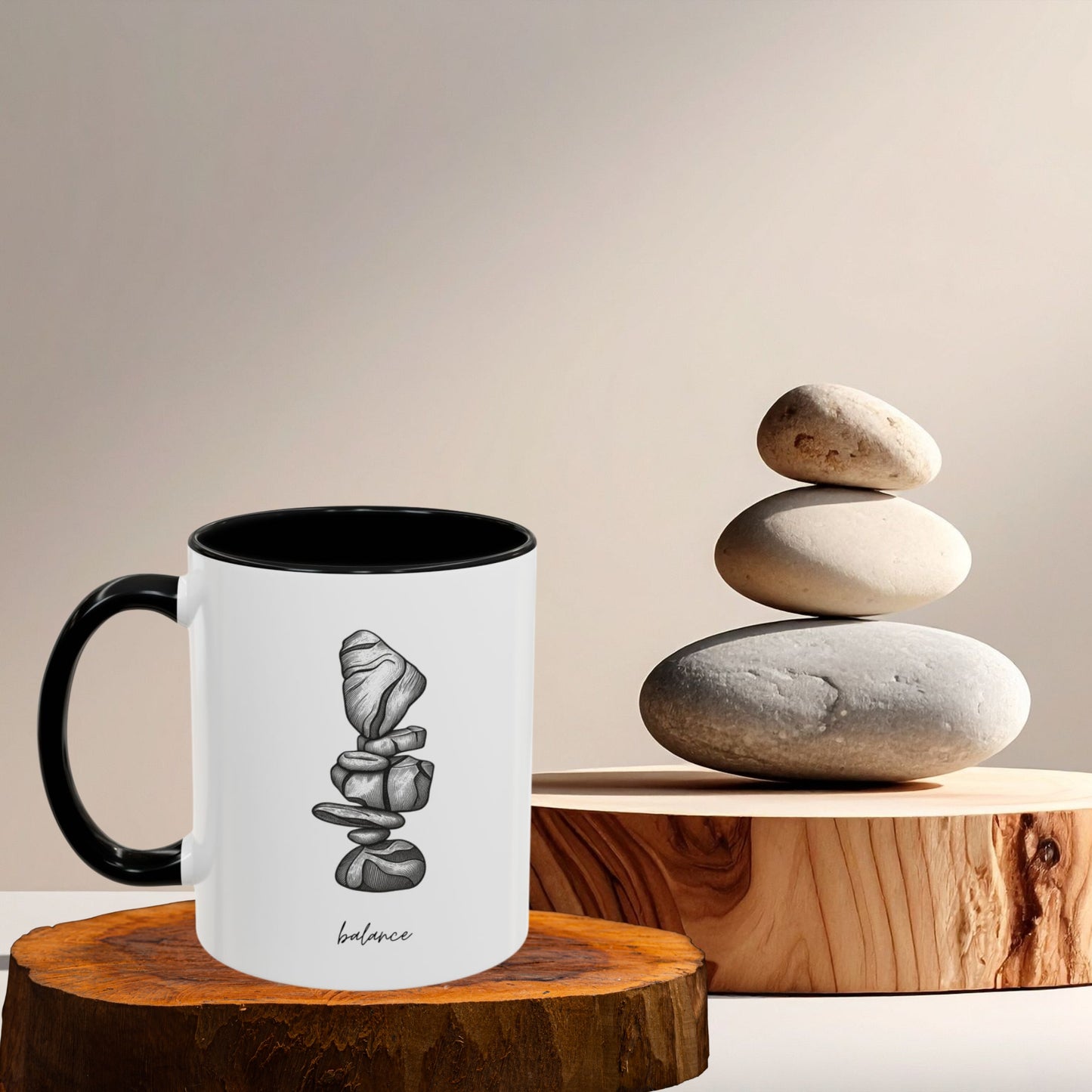 "Balance" Coffee Mug – Black Accent Classic Ceramic 11/15oz