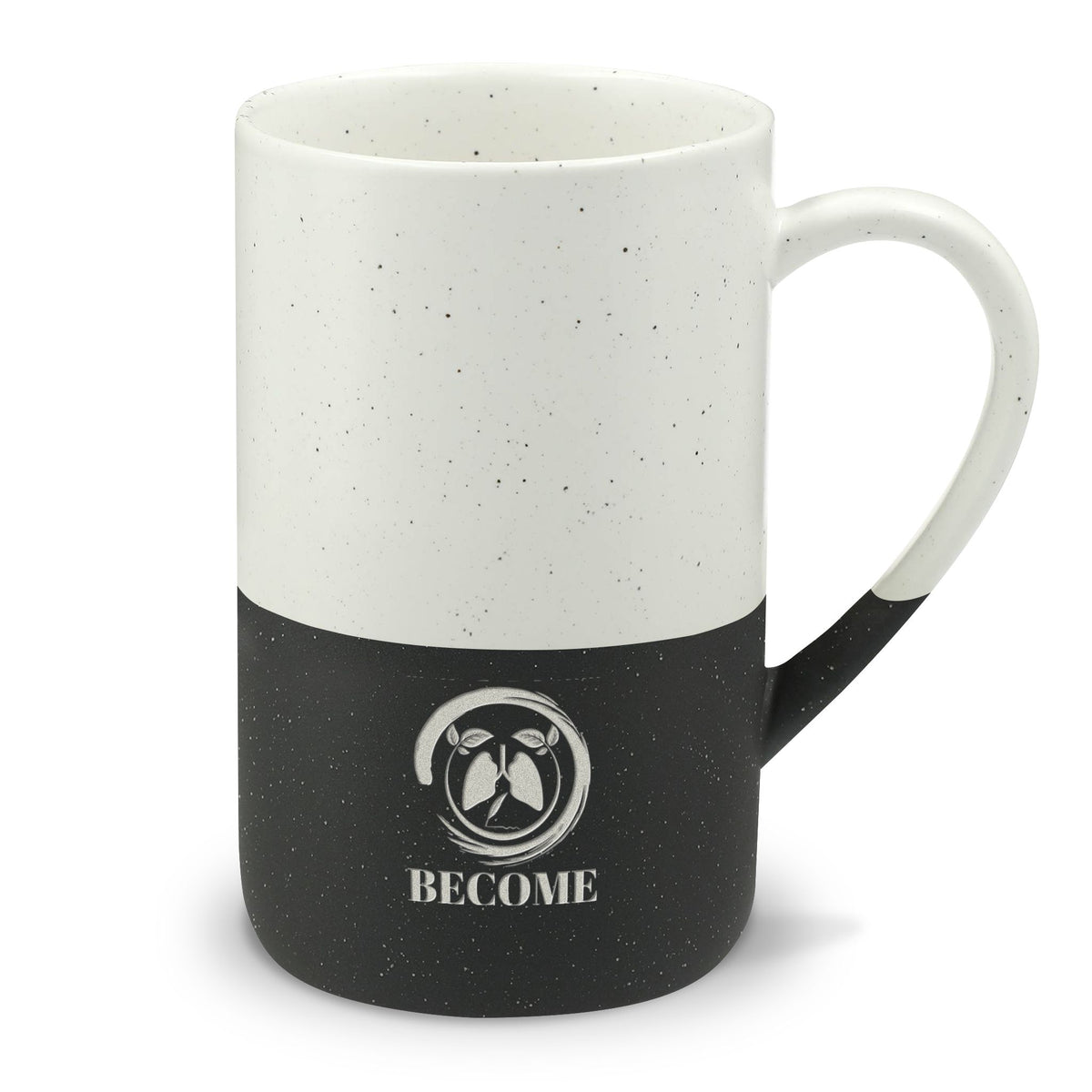 The Wellbeing Story Speckled Ceramic Mug 13oz — Two-Tone Engraved Coffee Cup
