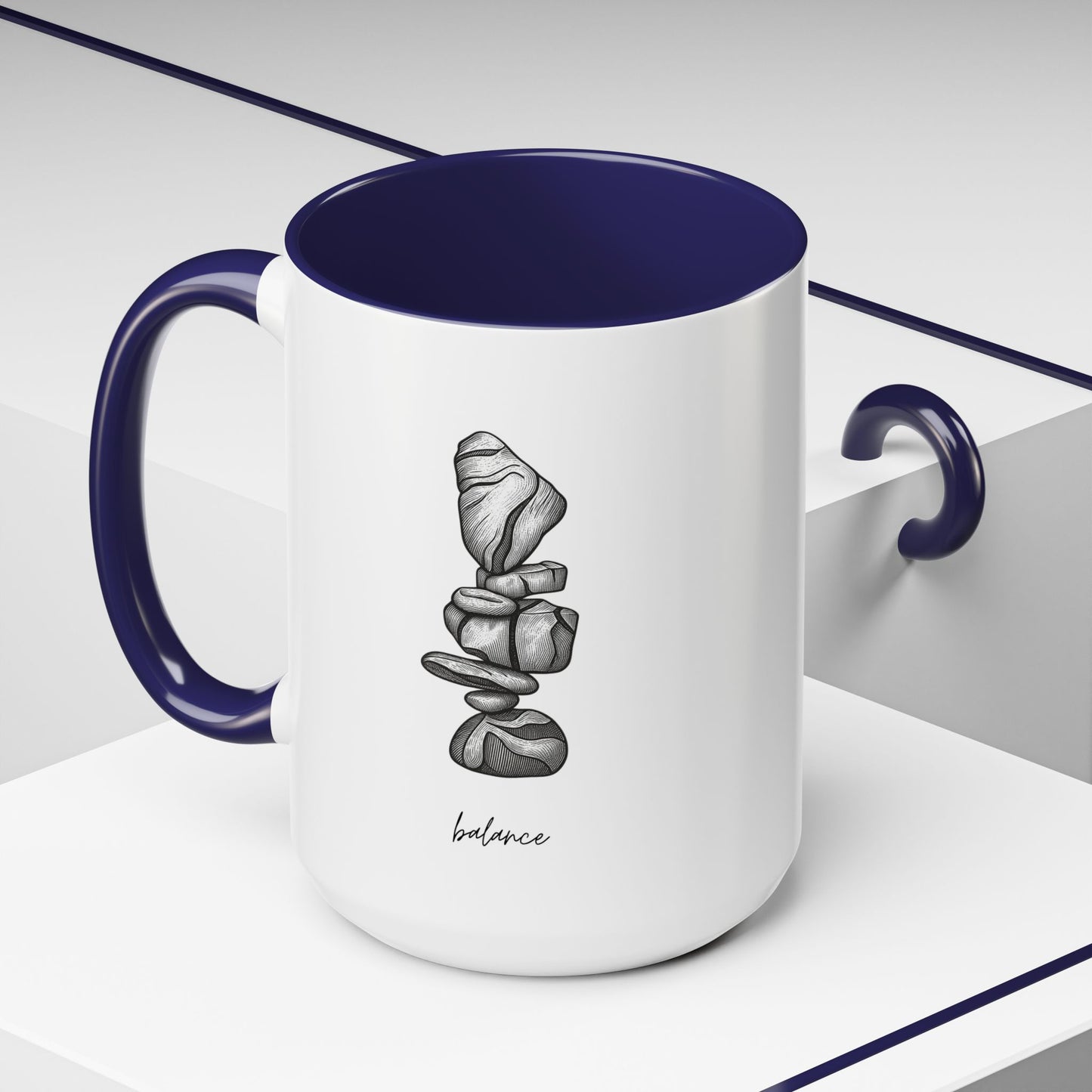 "Balance" Coffee Mug – Black Accent Classic Ceramic 11/15oz