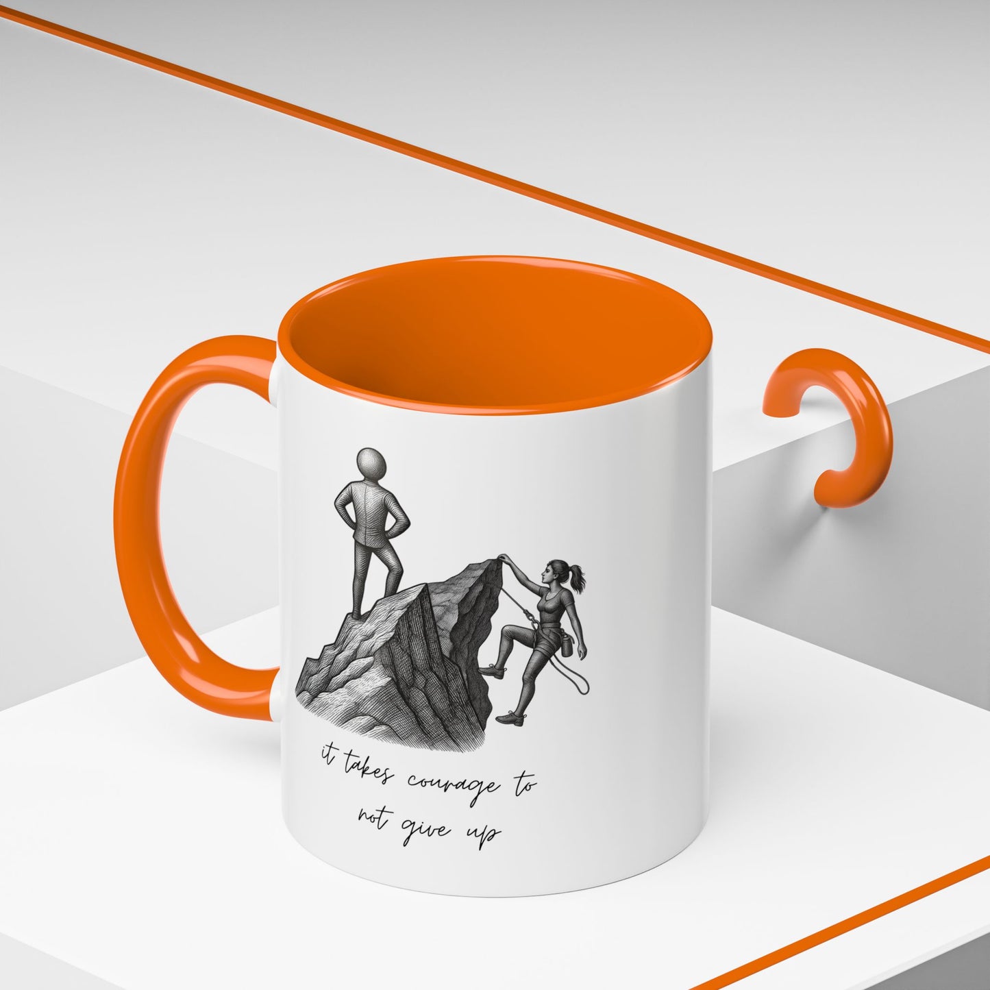 "It Takes Courage To Not Give Up" Coffee Mug – Minimalist Accent Mug (11/15oz)