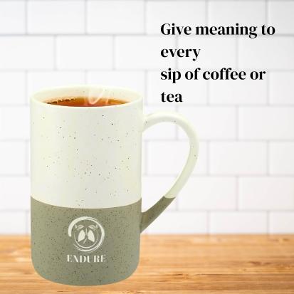 The Wellbeing Story Speckled Ceramic Mug 13oz — Two-Tone Engraved Coffee Cup