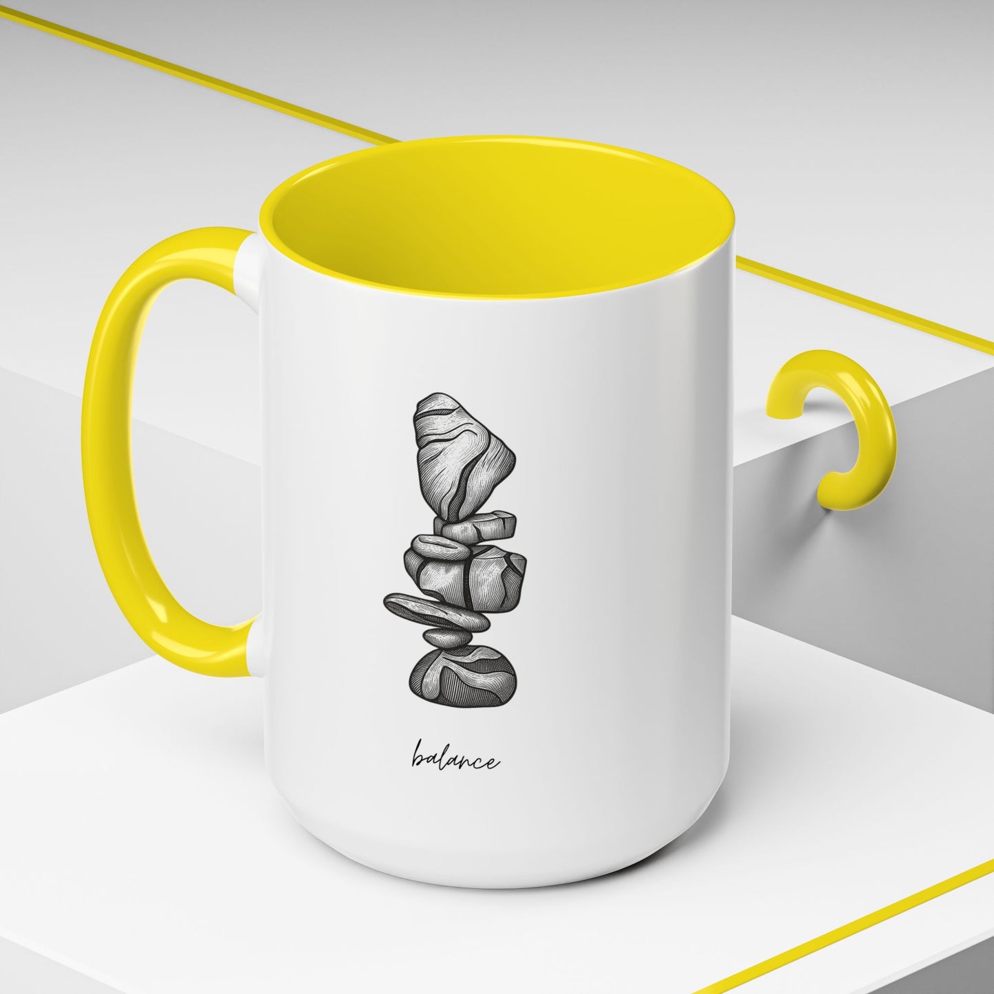 "Balance" Coffee Mug – Black Accent Classic Ceramic 11/15oz