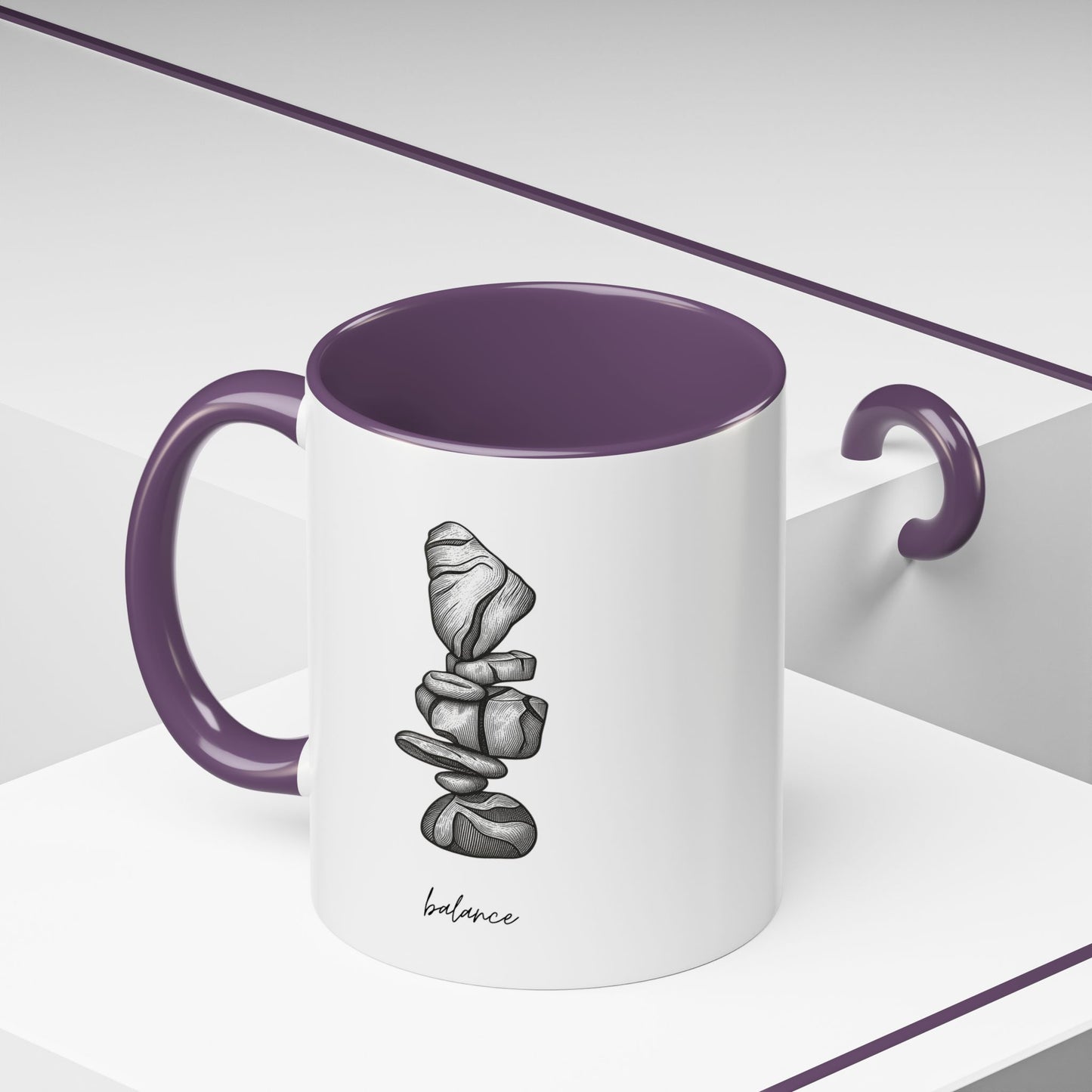 "Balance" Coffee Mug – Black Accent Classic Ceramic 11/15oz