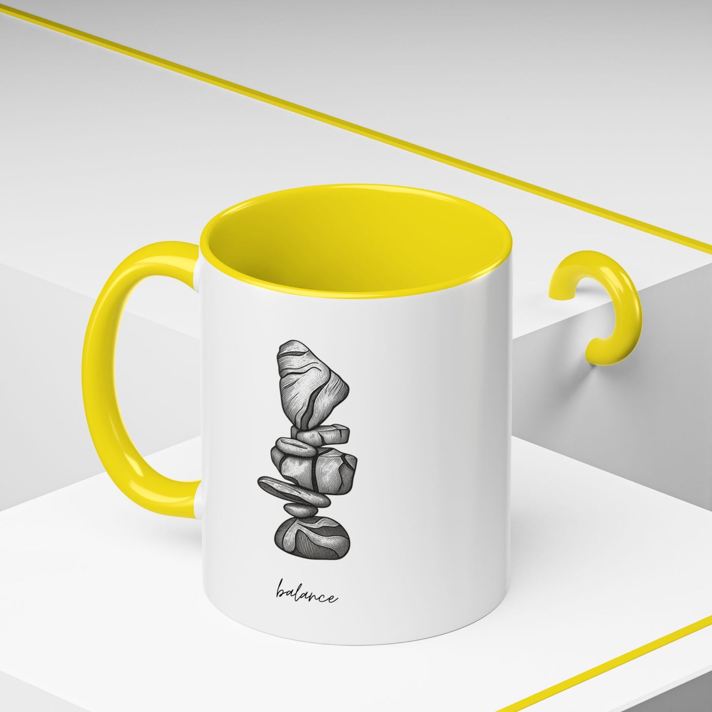"Balance" Coffee Mug – Black Accent Classic Ceramic 11/15oz