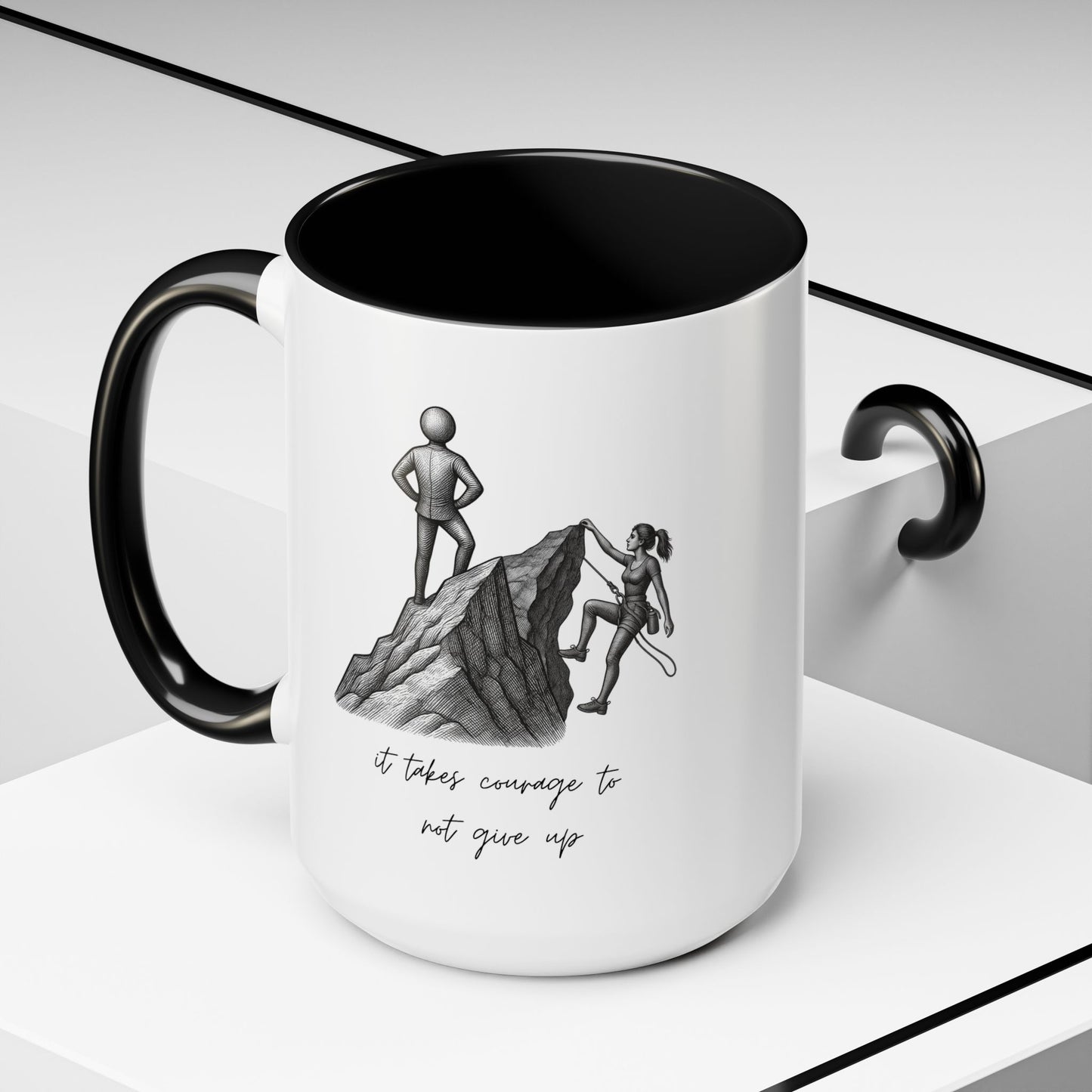 "It Takes Courage To Not Give Up" Coffee Mug – Minimalist Accent Mug (11/15oz)