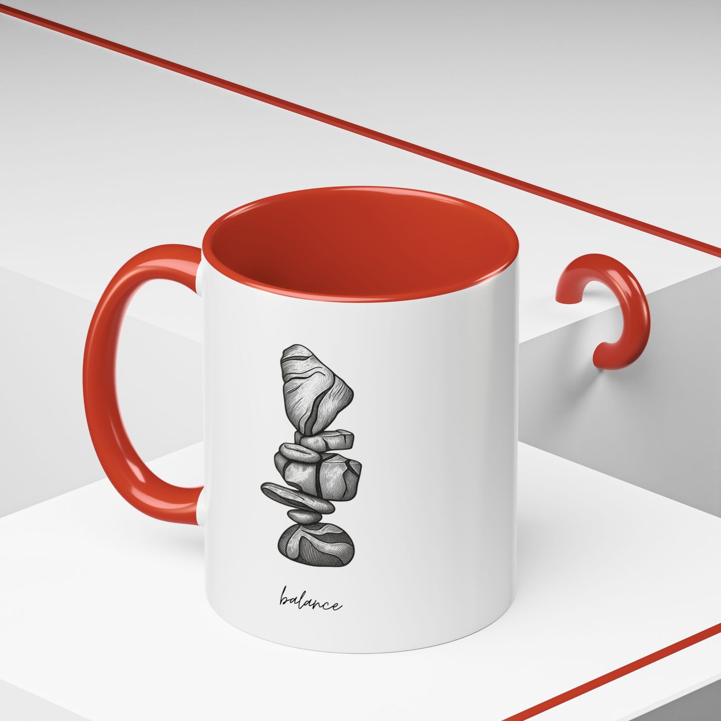 "Balance" Coffee Mug – Black Accent Classic Ceramic 11/15oz