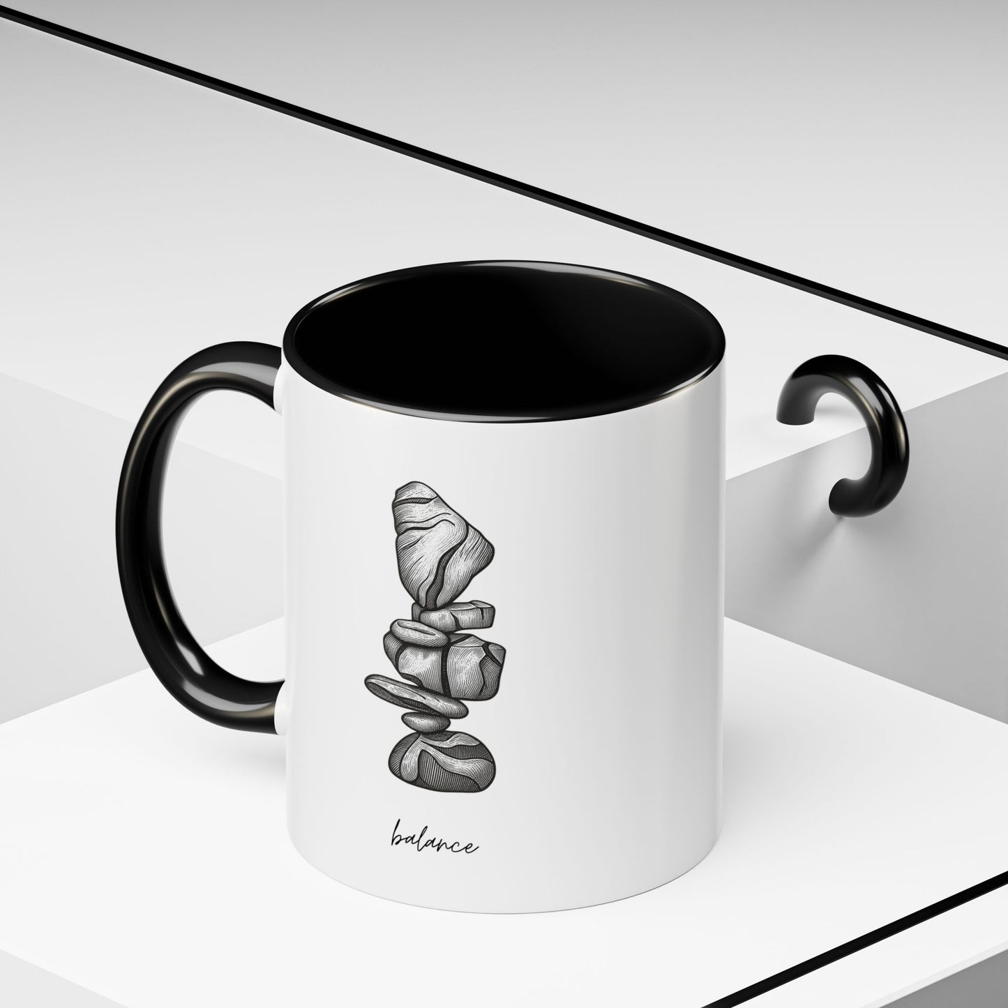 "Balance" Coffee Mug – Black Accent Classic Ceramic 11/15oz