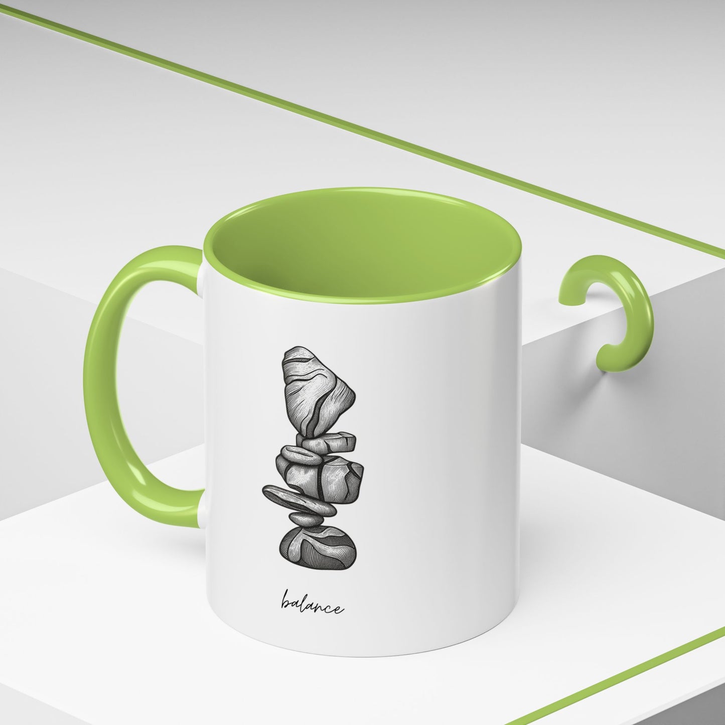"Balance" Coffee Mug – Black Accent Classic Ceramic 11/15oz