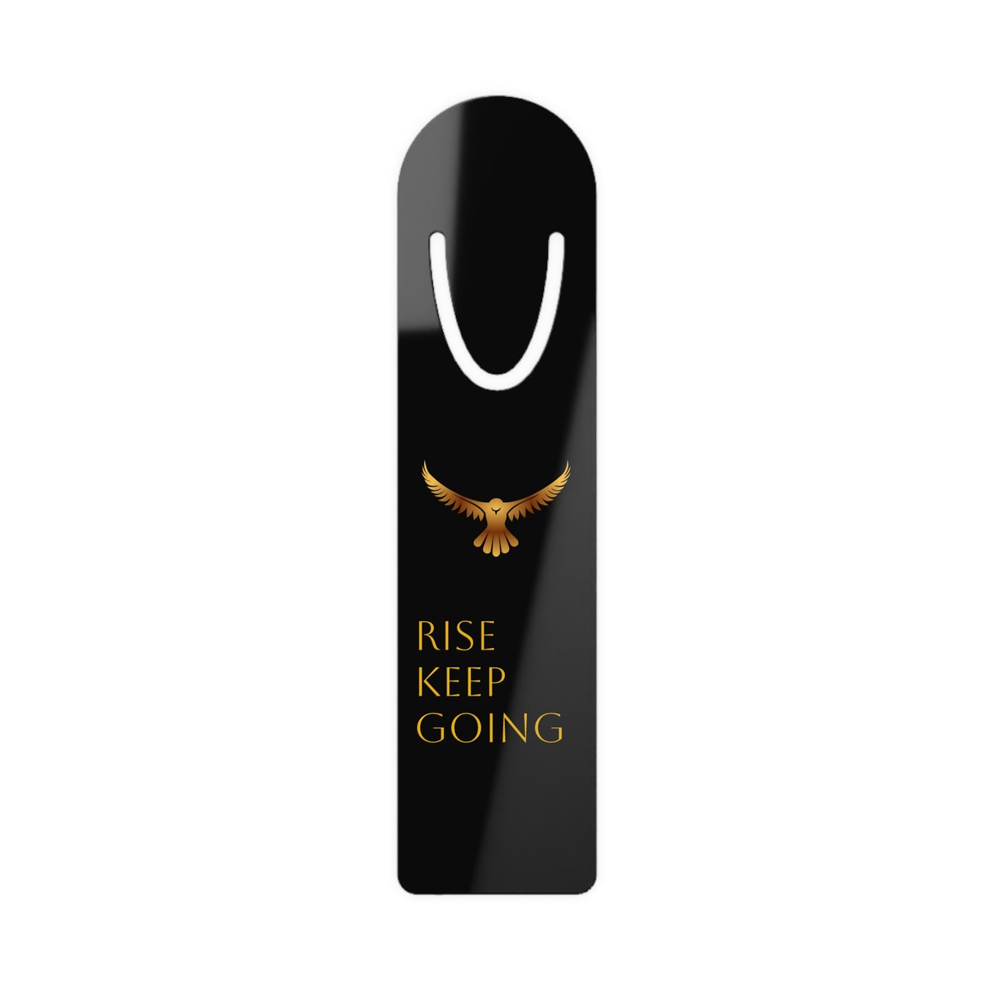 Rise Keep Going Bookmark — Motivational Gold Phoenix Metal Bookmark