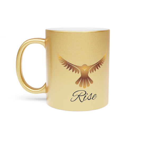 Odyssey Metallic Rise Mug — Silver/Gold Inspirational Coffee Mug (Premium)
