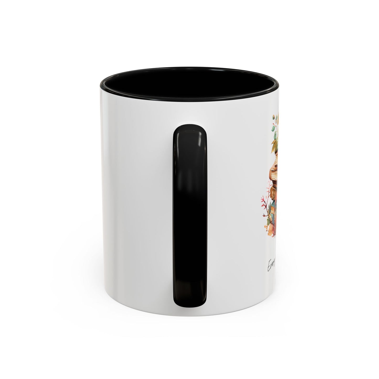 "Every Chapter Counts" Coffee Mug - Botanical Accent Black Interior & Handle