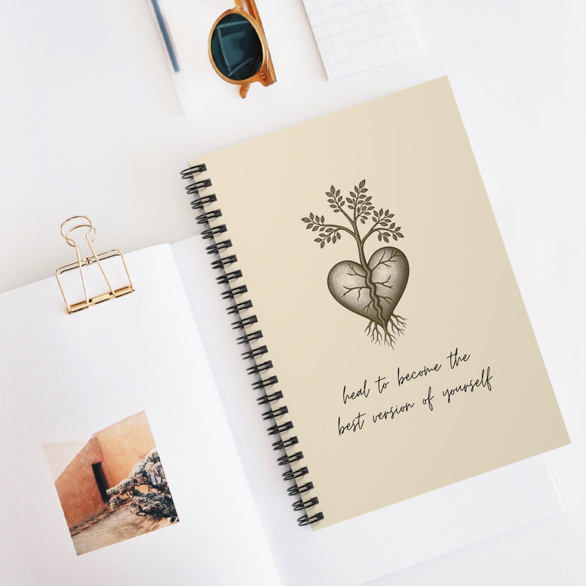Healing Heart Spiral Notebook — "Heal to Become the Best Version of Yourself" Ruled Journal