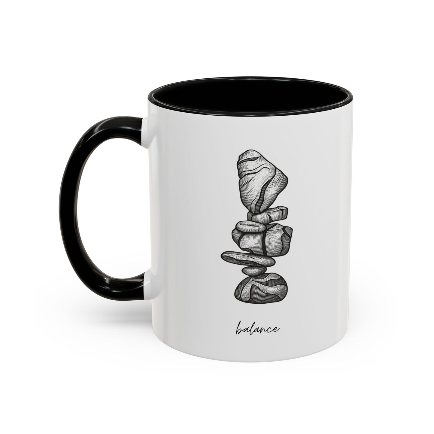 "Balance" Coffee Mug – Black Accent Classic Ceramic 11/15oz