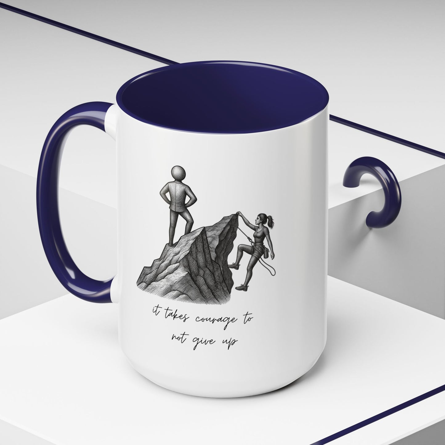 "It Takes Courage To Not Give Up" Coffee Mug – Minimalist Accent Mug (11/15oz)