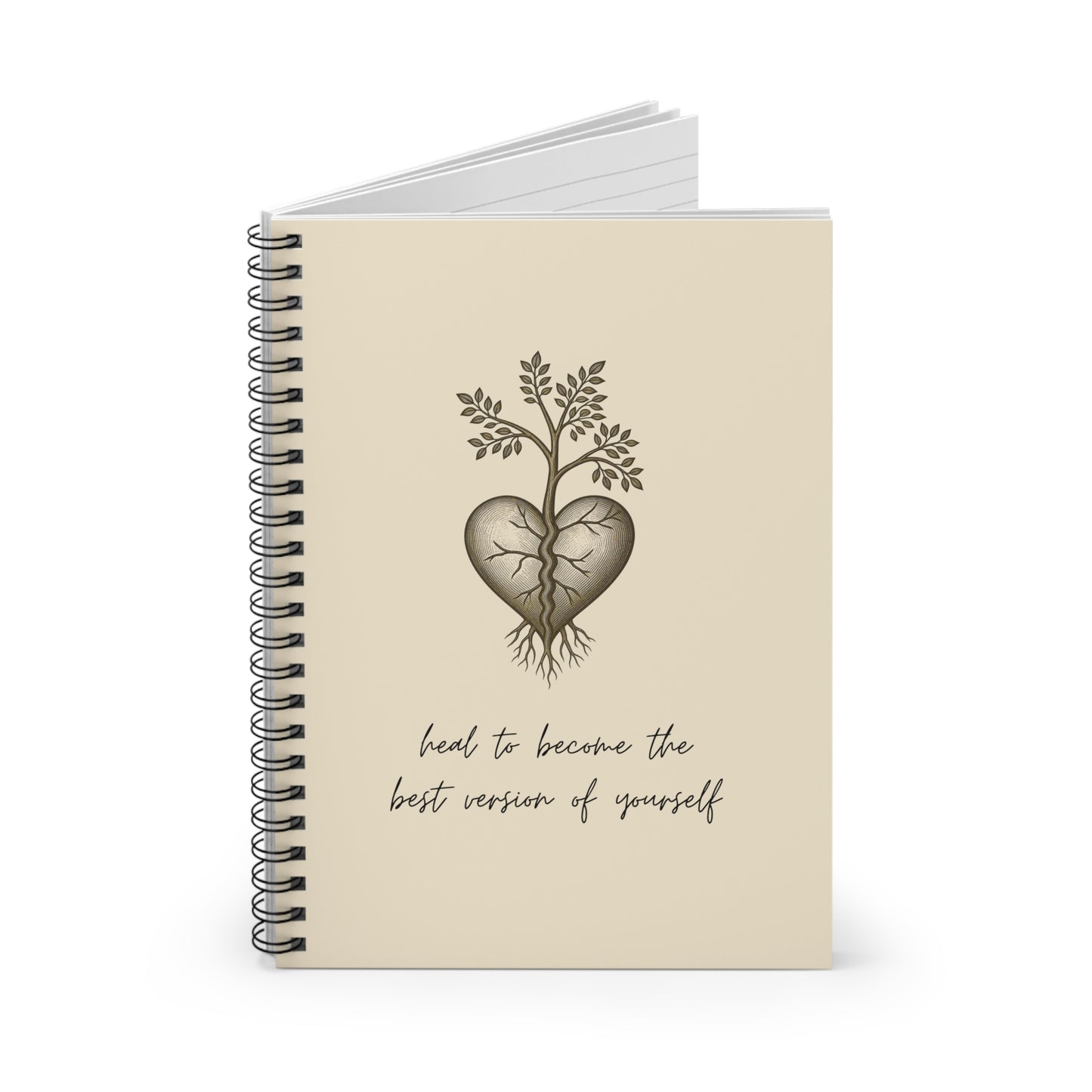 Healing Heart Spiral Notebook — "Heal to Become the Best Version of Yourself" Ruled Journal