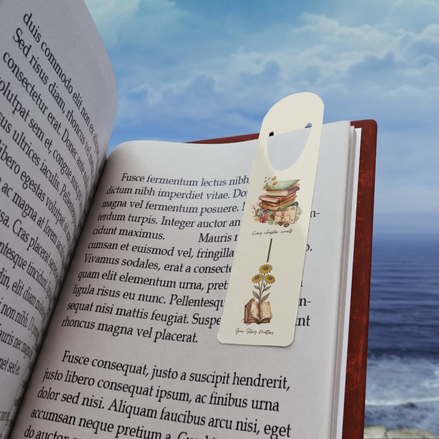 ‘Every Chapter Counts, Your Story Matters’ Bookmark — Vintage Floral Bookstack Bookmark