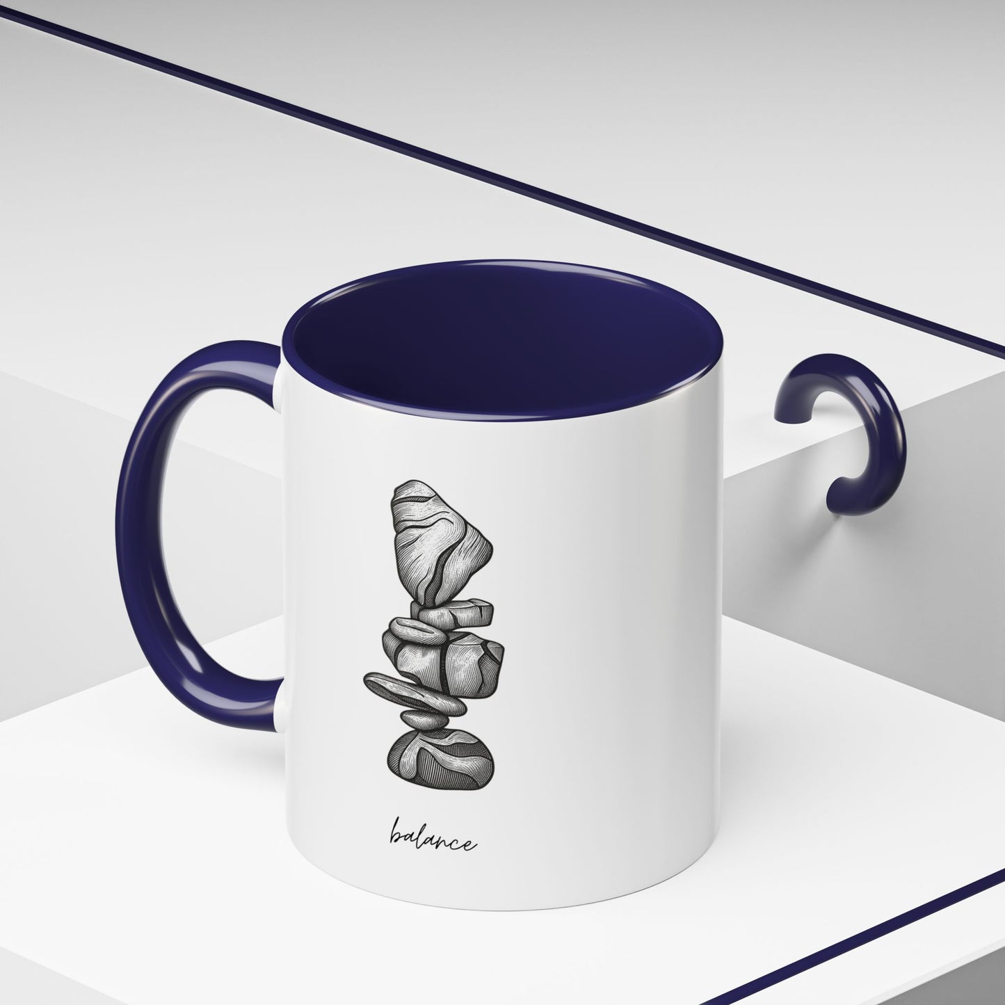 "Balance" Coffee Mug – Black Accent Classic Ceramic 11/15oz