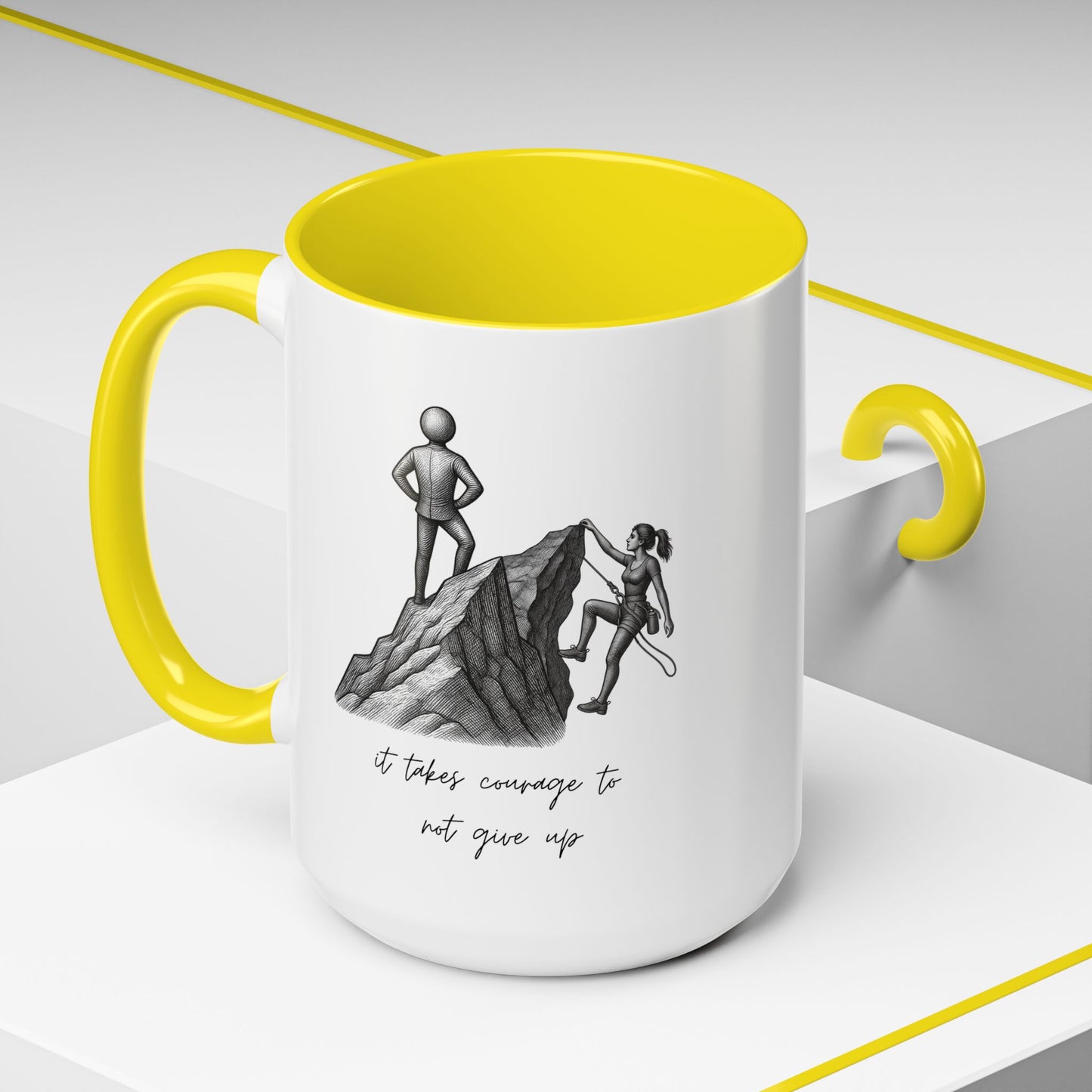 "It Takes Courage To Not Give Up" Coffee Mug – Minimalist Accent Mug (11/15oz)