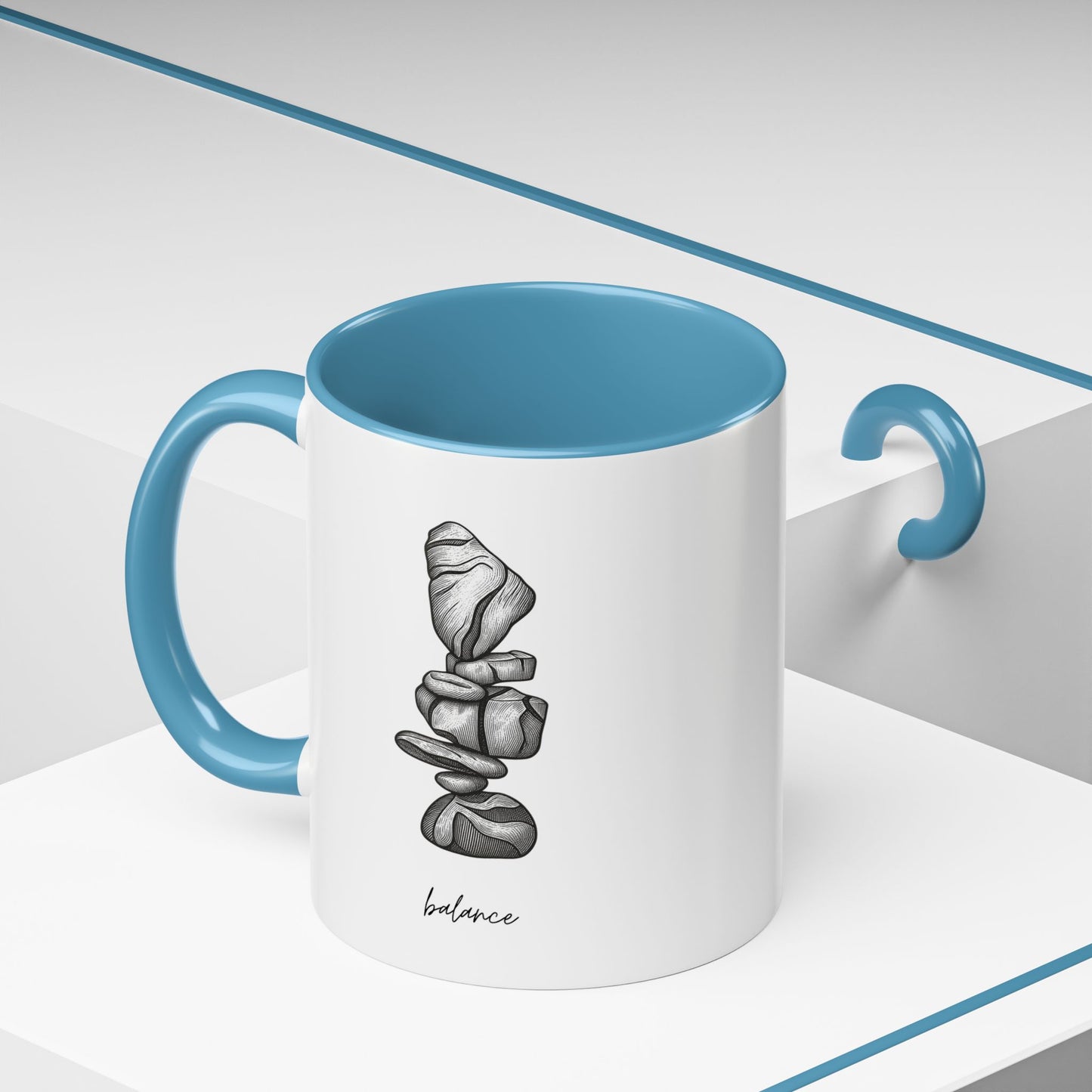 "Balance" Coffee Mug – Black Accent Classic Ceramic 11/15oz