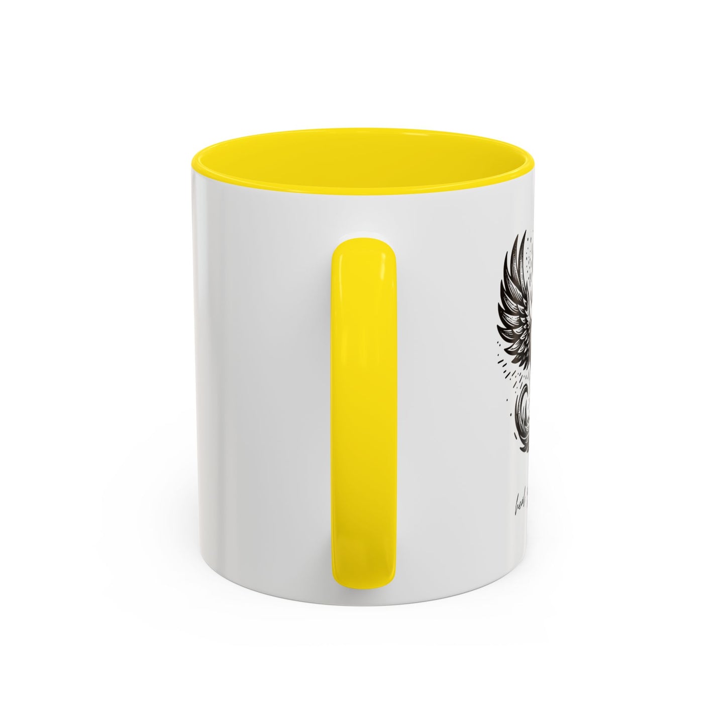 "Heal. Grow. Rise" Black Accent Coffee Mug with Phoenix Design — 11/15oz