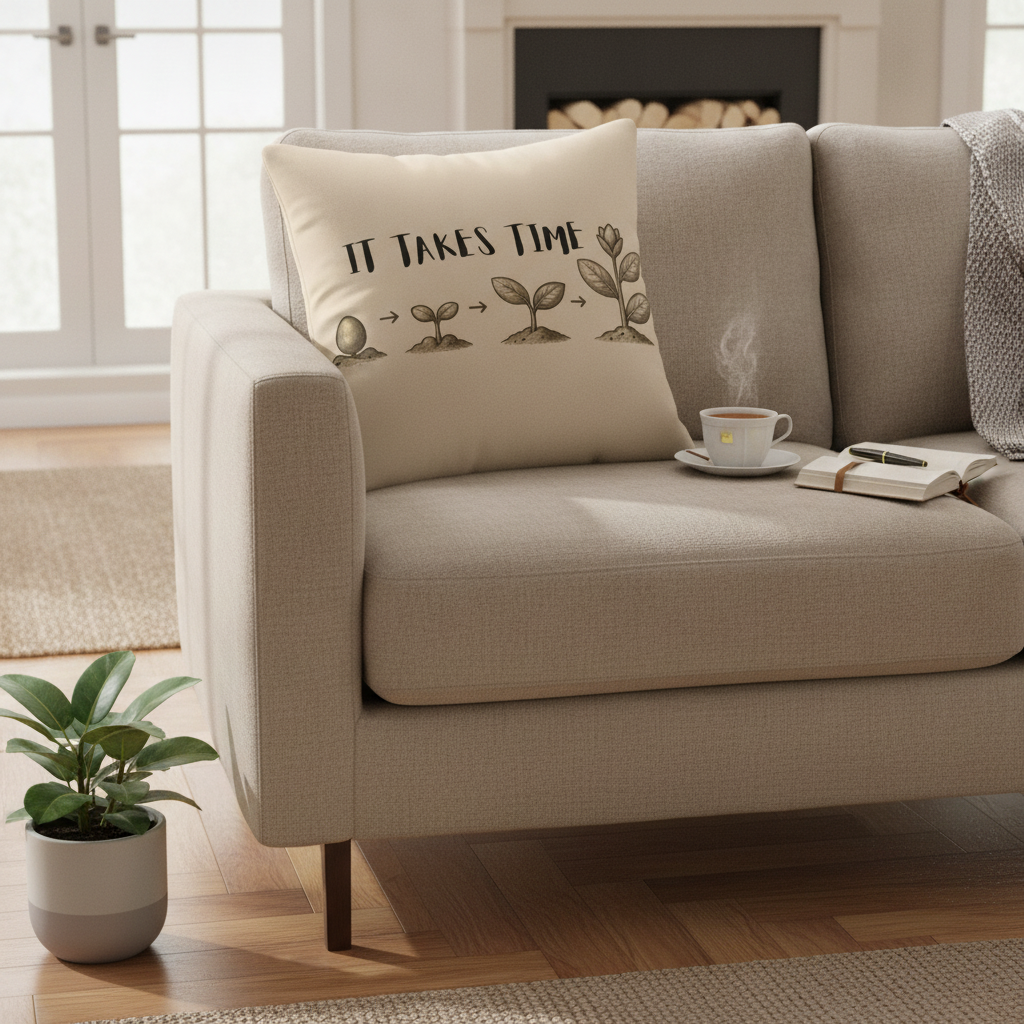 "It Takes Time" Throw Pillow