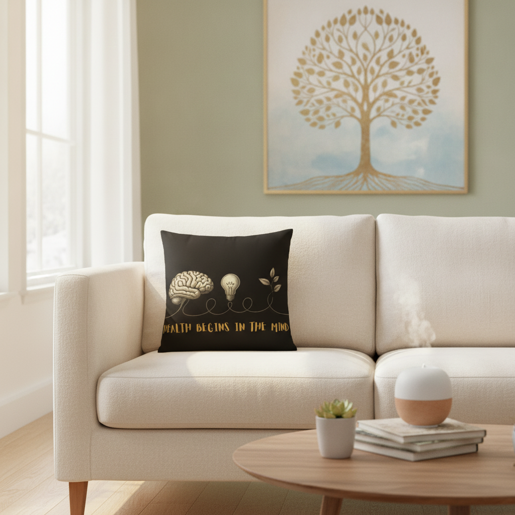 The "Health Begins In The Mind" Throw Pillow
